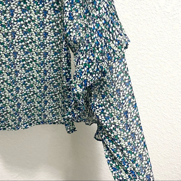 ANTHROPOLOGIE Sunday in Brooklyn Forget-Me-Not Sheer Printed Ruffle Top- Medium - Picture 11 of 16